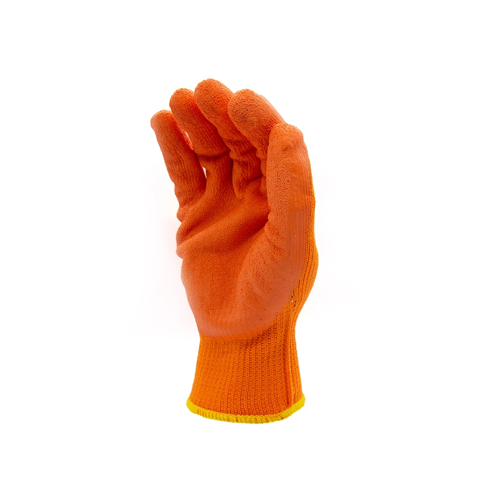 Crinkled latex palm glove showing a high-grip work-glove surface