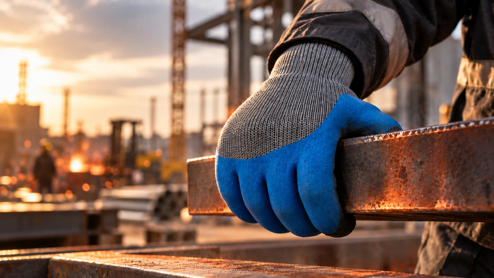 Terry latex work gloves with reinforced fingertips for industrial handling